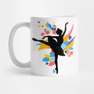 Colorful Dancing Ballerina Silhouette Mug